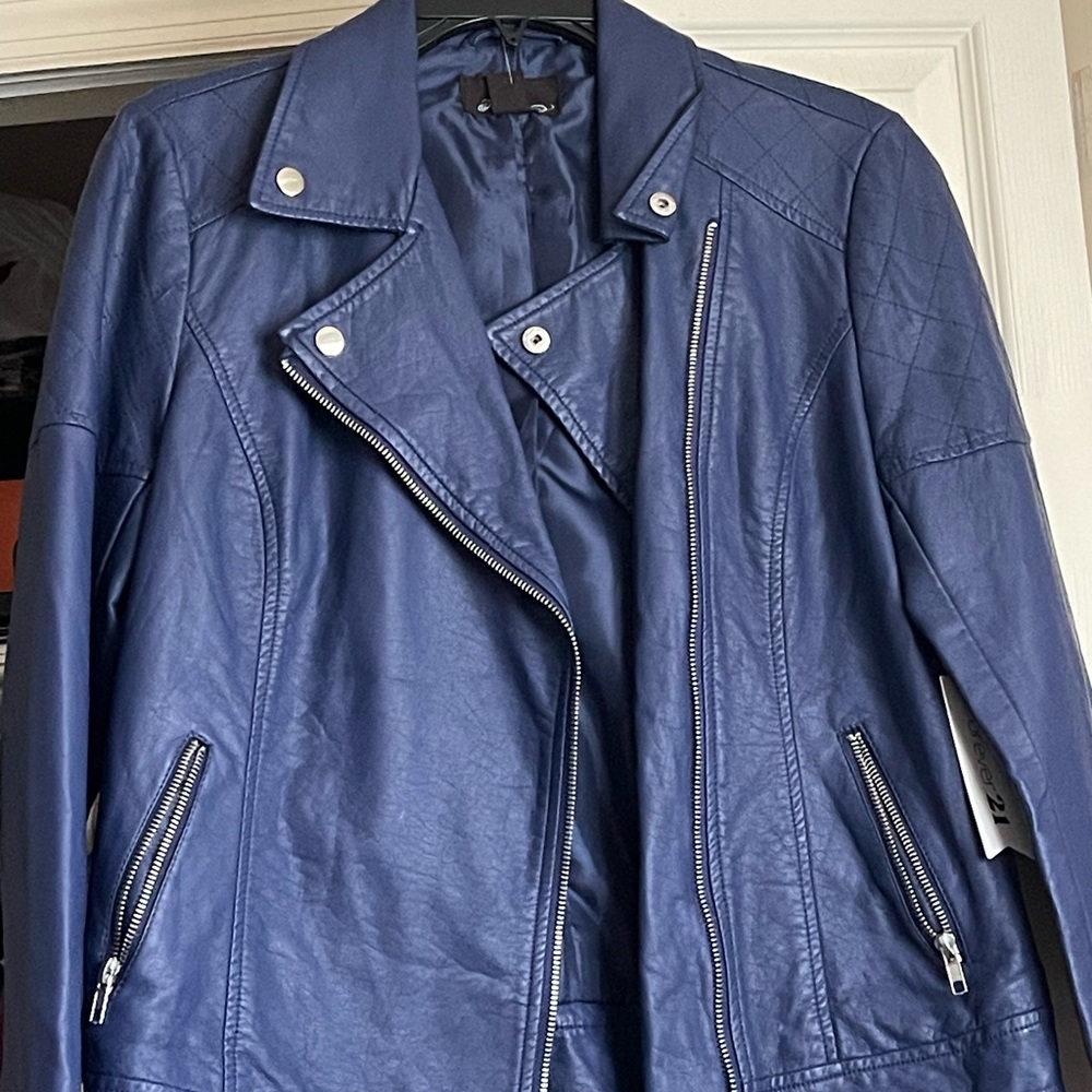 Forever 21 leather blue jacket nwt